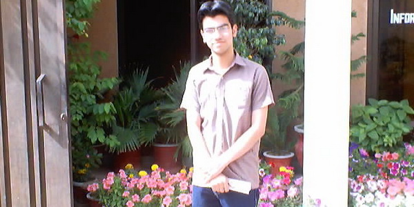 Student infront of CAT infromation office